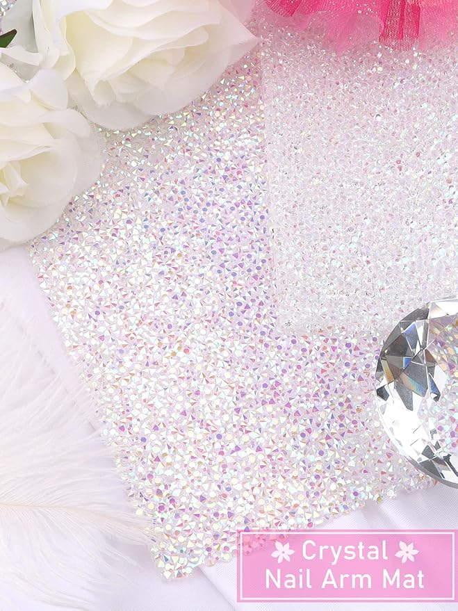 EBANKU Shiny Nail Art Table Mat - Foldable Hand Rest Pillow, Washable Salon Practice Holder