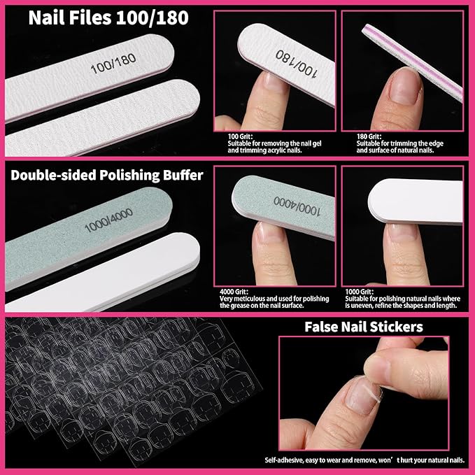 FANDAMEI Acrylic Nail Kit, Nail Art Kit, Nail Art Tools With Acrylic Nail Tips For Beginner, Nail Art Supplies For DIY , Nail Studio