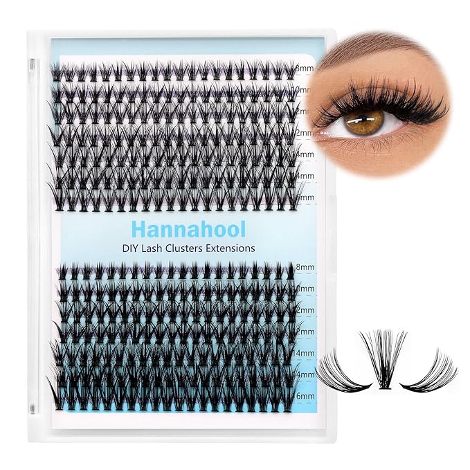 10Rows,Large Pack Grafting Mixed 10-12-14-16mm/14-16-18mm/12-14-16mm Wide Stem Cluster Eyelashes D Curl Individual False Eyelashes Home DIY Eye Lashes Extensions (20D+40D-8-16MM Kit)