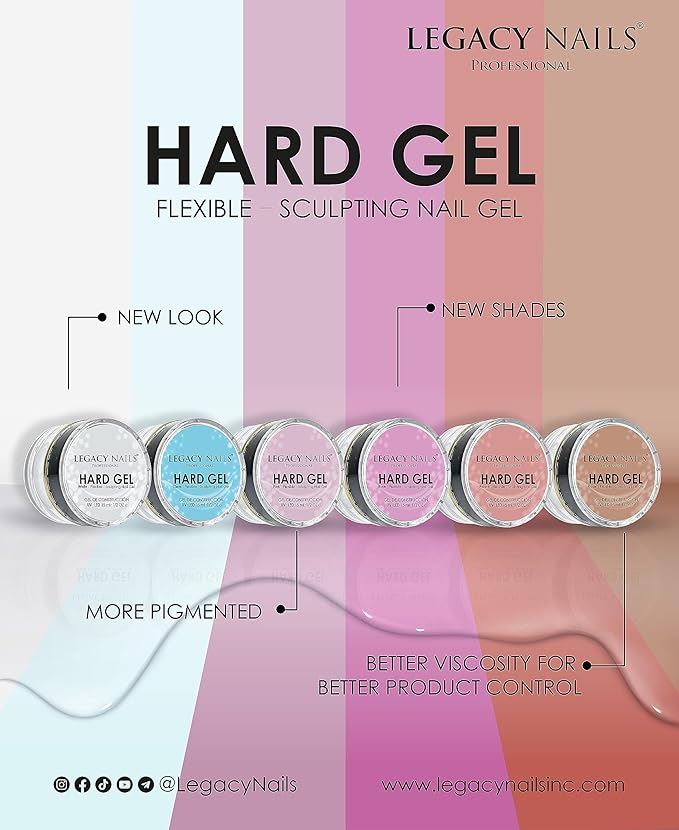 Legacy Nails Hard Builder Gel - Sculpt And Build Nail Extensions - Improve Damaged or Weak Nails - Lightweight, Strong and Long-wear - Professional Quality (White)
