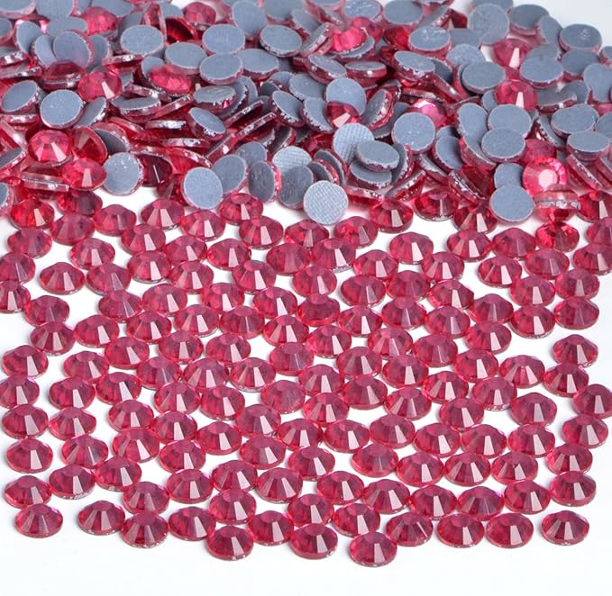 Bymitel Hotfix Crystal Rhinestones Round Gems Iron on DIY Jewelry Making Flat Back for Crafts,Rose, 2.8mm(SS10/2880pcs)