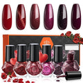 modelones Red Nail Polish Set 6 Colors, Valentines Cat Eye Burgundy Glitter Dark Purple Quick Dry Mini Nail Lacquer Kit Magnetic DIY Home Nail Art Manicure Gifts for Women Girls