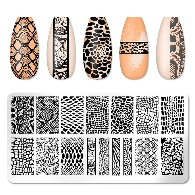 JERCLITY 6pcs Nail Art Stamping Kit Nature Nail Stamping Plates for Nails Butterfly Love Heart Beach Flower Snake Image Plates for Holiday