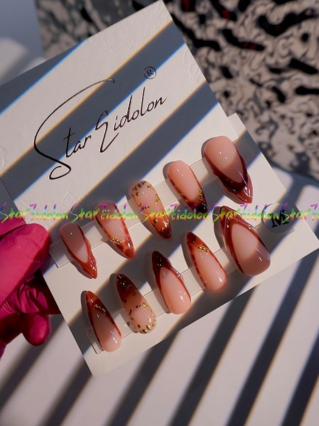 HAND-PAINTED White Press Ons Neon Small Press on Nails Long French Press on Nails Coffin Medium Short Nail art Fake Nail Art Kit with 7g Glue on Nails Handmade Almond Square Nails (TJ-6, Large)