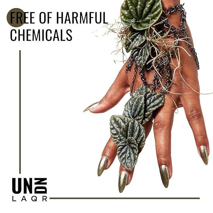 UNDN Vegan Nail Polish - Mineral Moss - Chrome Silver Green Nail Polish for Women and Men - Long Lasting, Metallic Finish - Cruelty Free - 0.5 oz