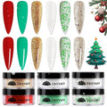 EBANKU Acrylic Powder, 6 Colors Acrylic Nail Powder Red Green White Gold Glitter Acrylic Powder for Nail Extension French Nail, Long-Lasting, No Nail Lamp Needed, 0.35 oz