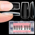 NOVO OVO Extra Thick Square Nail Tips Press on Natural Curve, Medium Soak Off Soft Gel Fake Nail Extension, Full Cover Matte Cuticle False Nails for Acrylic French, Salon DIY x 14 Sizes 336 pcs