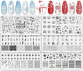 Whaline 6 Pieces Winter Nail Art Stamping Plates Kit Snowman Snowflake Pine Tree Sweater Image Stamp Templates Hello Winter Nail Art Plates for Winter Xmas DIY Print Manicure Salon Design Gift