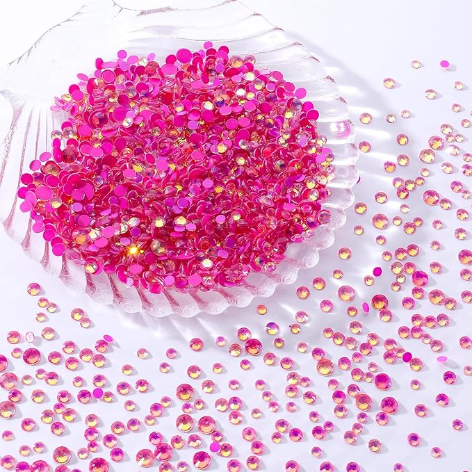 F Rose Flatback Rhinestones, Glass Rhinestones for Nail Art and Craft, Glue Fix, Loose Crystal Gemstones(F Rose, SS8, 1440pcs, 2.3-2.5mm)