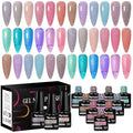 MTSSII Glitter Gel Nail Polish Set Reflective Glitter Gel Polish Nude Nail Polish Kit 18PCS Blue Purple Soak Off Nail Art Gel Manicure Spring Gifts for Women Girls