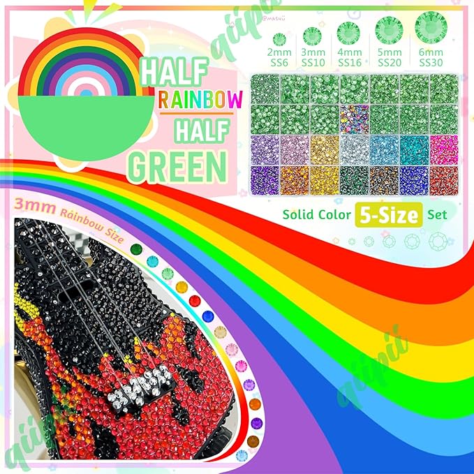 28 Grids Emerald Green 2-6mm Resin Rhinestones w B7000 Glue for Bedazzling Crafting Colorful Flatback Stones Diamonds Crystals Gems Bedazzler Kit for Nails Face Eyes Makeup Tumblers DIY Crafts