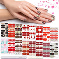 DANNEASY 16 Sheets Red Valentine's Day Nail Wraps, Polish Strips for Women, Self-Adhesive Gel Stickers for Nail Art With File, Cuticle Stick