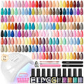 Phoenixy 71 Pcs Gel Nail Polish Kit with UV Light, 55 Color Nude Gel Nail Kit 5pcs Base Glitter Top Coat Nail Art Manicure Set for beginners with Everything DIY Gift for Women