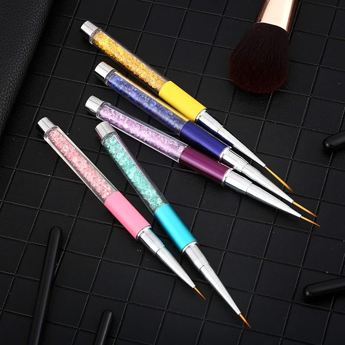 Mudder 10 Pieces Nail Art Brushes Set Fine Nail Liner Brushes for Gel Carving Painting Cleaning Drawing Design Acrylic French Tip Tool 3D, Colorful