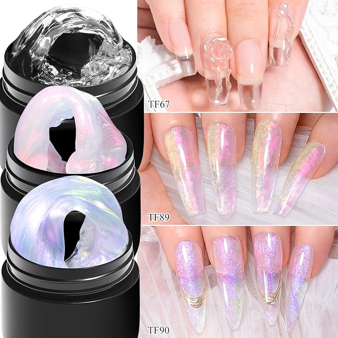 MEET ACROSS Gel Builder Kit: Self-Levelling, Long Lasting Extension Hard Gels for Strengthener, Broken Nails Repair Gel Kit with Nail Forms, Cuticle Pusher, Nail File and Brush Pen