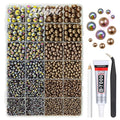 2 Styles Solid Dark Brown+ Brown AB Flatback Pearls for Bedazzling Crafting 3mm-10mm Coffee Half Round Pearls Beads Gems Bedazzler Kit for Nails Face Eyes Makeup Tumblers Bottles DIY Crafts