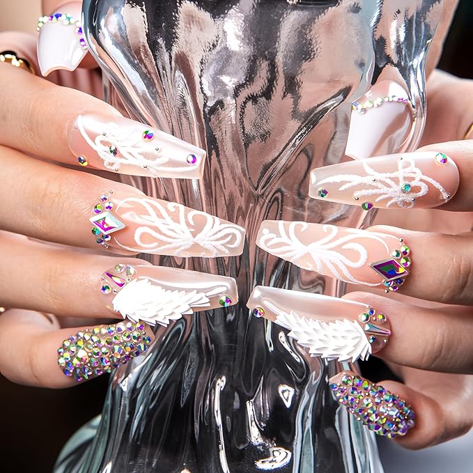 LOVFUL Short Press on Nails Like a Virgo | Handmade Acrylic Press ons | Reusable Fake False Nails | Coffin Classic Regular 1.3 in | H596-M