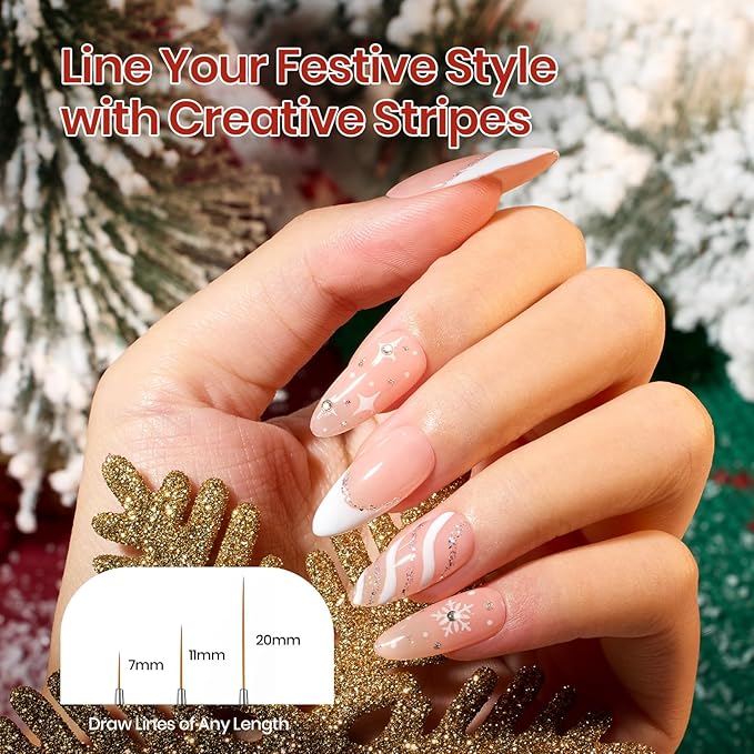 Beetles Nail Art Brushes 8pcs – Crystal Nail Art Tools 5pcs Double-ended Nails Dotting Tool, 3pcs Striping Liner Brushes for Nails with Charms and Stickers DIY Manicure Design Tools
