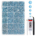 Light Blue Resin Rhinestones w B7000 Glue for Bedazzling Crafting 2mm-6mm Sky Blue Flatback Stones Diamonds Crystals Gems Bedazzler Kit for Nails Face Eyes Makeup Tumbler Bottles Crafts Shoes