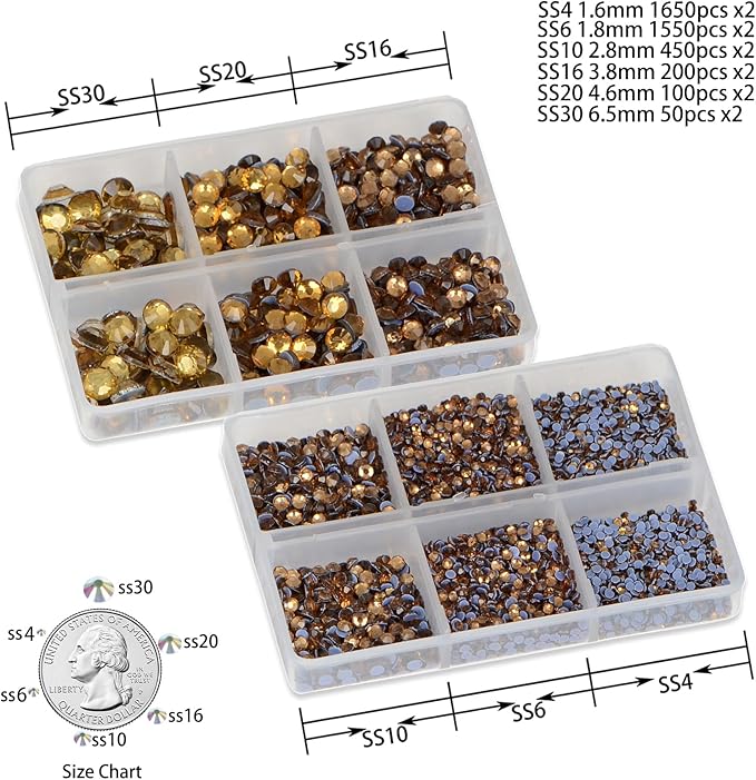 8000pcs Hotfix SS4-SS30, Rhinestones Flatback,Rhinestones for Crafts Clothes Mixed 6 Sizes, Hotfix Crystals with Wax Pencil Kit, Lt. Topaz