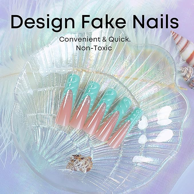 RTKHFZE Press on Nails Long Square Shape Fake Nails with 3D Polka Dots and French Tip Design False Nails,Nude Glue on Nails Gift for Holiday/Christmas Day/Daughter/Party/Valentine'S Day