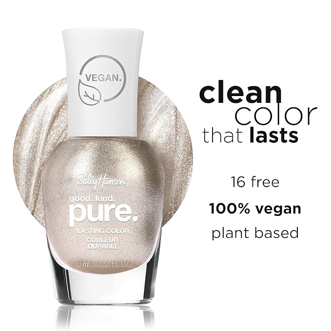 Sally Hansen Good. Kind. Pure. Nail Polish | Plant-Based, Vegan, 16-Free Formula | Shimmer, Glossy | 111 Gilded Serenade | Metallic Gold Nail Color