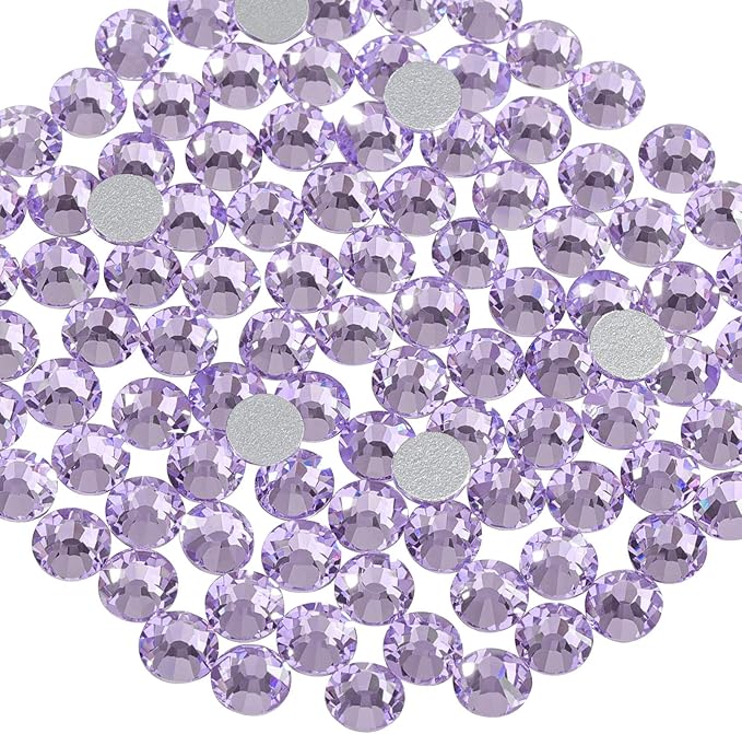 Beadsland 2880pcs Flat Back Crystal Rhinestones Round Gems for Nail Art and Craft Glue Fix, Violet,SS6,1.9-2.1mm