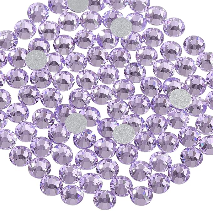 Beadsland Flat Back Crystal Rhinestones Round Gems for Nail Art and Craft Glue Fix, Violet, 3.0-3.2mm, SS12/1440pcs