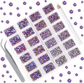 10000 Pieces Rhinestones 6 Sizes Round Crystal Glass Flat Back Rhinestones with 1Tweezers and 1Picking Pen for Nail Art Crafts Clothes Bags DIY (Purple Velvet)