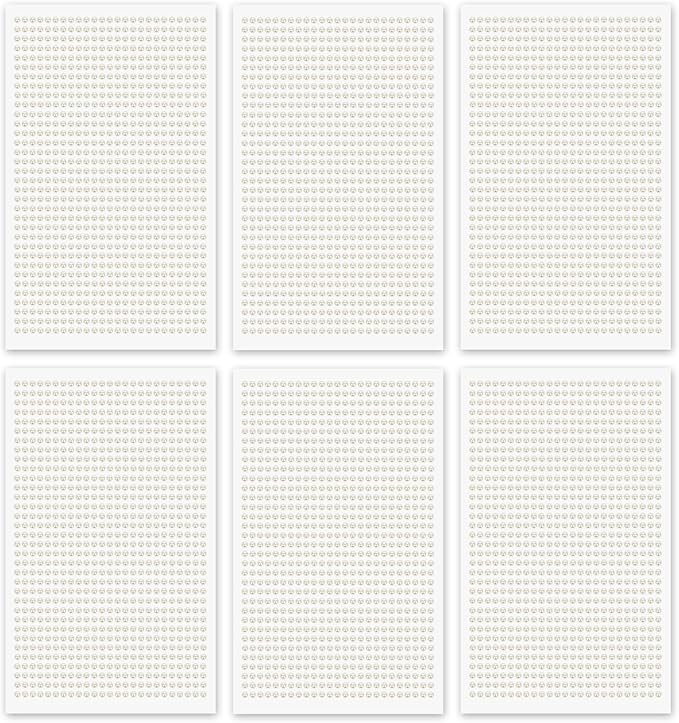 5100PCS Pearl Stickers Pearls for Crafting - Self Adhesive Pearls for Hair Face Makeup Eye Nail Crafts, Stick On Gems (6 Sheets, 3mm Round)