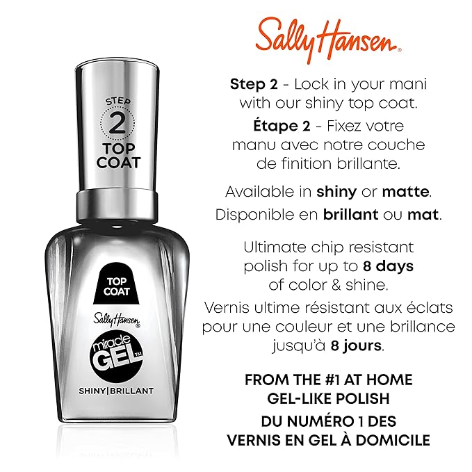Sally Hansen Miracle Gel Salon Quality Nail Polish | Gel-Like Formula, Two-Step System, No UV Light Needed, Long Lasting Opaque | 642 Oaseas| Blue Nail Polish