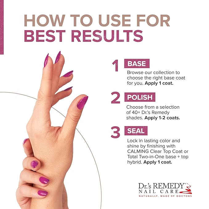 Dr’s Remedy 3 Pack Nail Polish Kit, SENSATIONAL Sparkle Trio, Non Toxic and Organic All Natural Enriched Nail Strengthener - REFLECTIVE Rose/PERCEPTIVE Periwinkle/PLAYFUL Pink