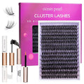 Ocean Pearl Lash Clusters 10-20mm 200D 300PCS Lashes DIY Lash Clusters Kit Individual Lashes Cluster Eyelash Extensions Natural Eyelashes DIY Eyelash Extension Kit with Bond+Seal+Remover+Tweezer-200D