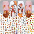 Fall Nail Stickers - Autumn Squirrel Pumpkin Leaves Self-Adhesive 3D Nail Decals for Women Girls DIY Thanksgiving Day Maple Manicure (6 Sheets)
