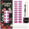 Nail Polish Strips (No UV Lamp Needed) - 22 Pcs Salon Quality Gel Nail Stickers - Long Lasting Wraps (Cherry ICY)