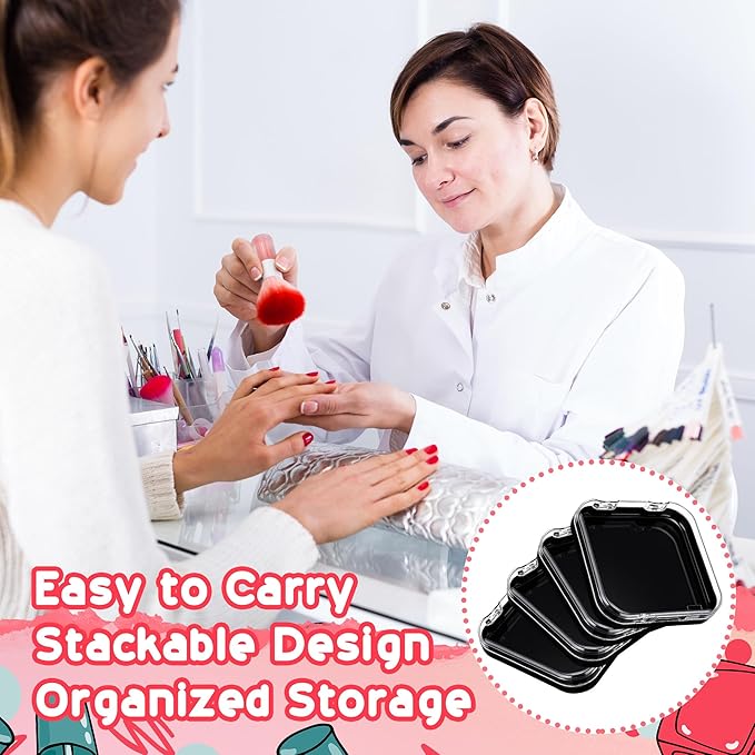 48 Pcs Press on Nail Boxes with 180 Pcs Adhesive Double Sided Tape Acrylic Press on Nail Packaging Cases Black Transparent Storage Case Organizer for Display Art Salon Supplies
