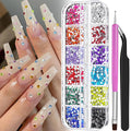 4000pcs 2mm Flatback Nail Art Rhinestones, Resin 3D Sparkling Nails Crystal Diamonds Gems Mini Charms with Tweezers and Dual-end Brush for Nail Art, Crafts Artwork DIY, Face Makeup Gems Jewels (6-K1)