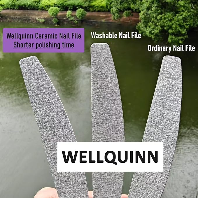 Professional Nail Files, Ceramic Board 100/180 Grit for Nails, 10 Pcs Washable Coarse Fingernail File for Acrylic and Extension Gel Removal Manicure Kit Salon Home Use, Grey