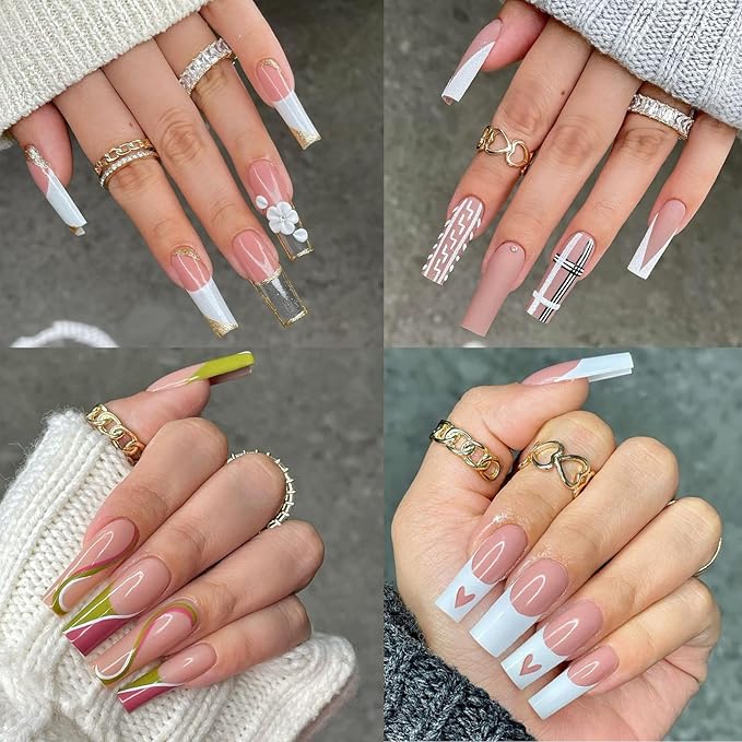 Square Nail Tips Full Cover, Long Clear Professional Acrylic Tips, Long Lasting Utra-hard False Nails Press on Nails for Nail Extension Manicurists, 360Pcs