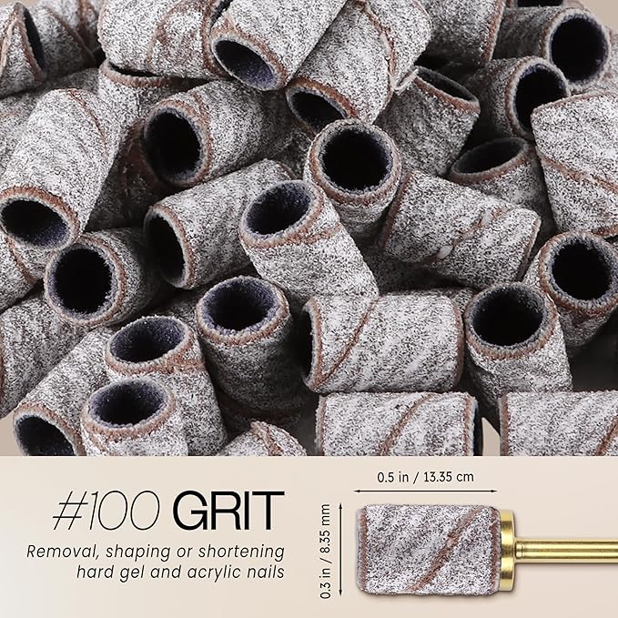 100 Pcs Large Nail Drill Bits Sanding Bands for Nail Drill – Nail File for Acrylic Nail Gel Manicures Pedicure PANA Nail Drill Bits (Sanding Bands Variation 01) (100 Grit, Large Zebra)