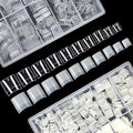 FEBSNOW 1000PCS Acrylic Nails 10 Sizes Artificial Half Cover False Flake Tips for Nail Salon, Shop, DIY Art - Ballerina Short French Nail Tips