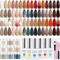 Lavender Violets 94 PCS Dip Powder Nail Kit Starter, 30 Colors Nude Brown Green Blue All Season with Dip Powder Liquid Set and Nail Art Tool B704
