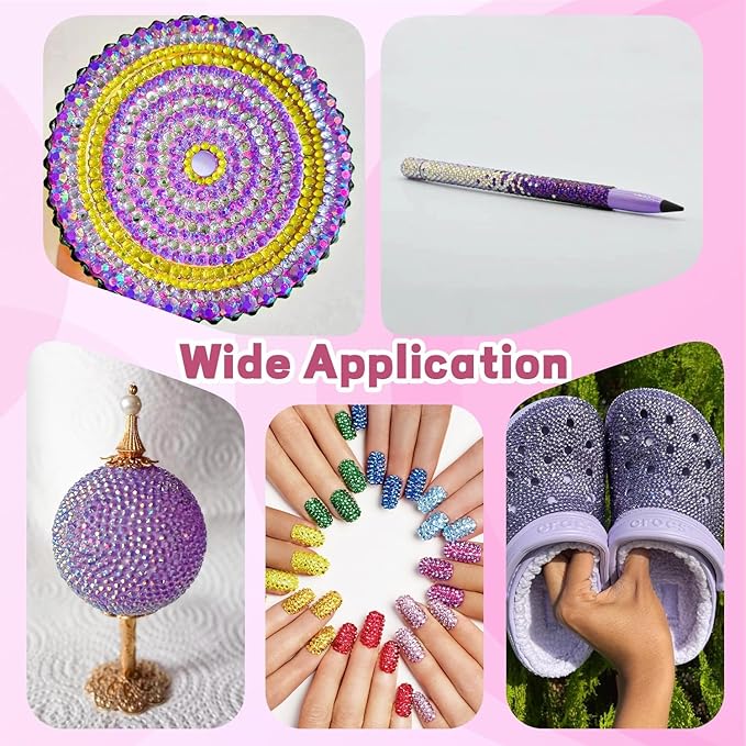 4500Pcs Flatback Rhinestones for Crafts, 3mm Purple Crystals Rhinestone, Resin Flatback Glitter Gems Nail Diamonds Rhinestones for Clothes Accessories DIY