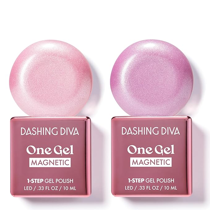 Dashing Diva One Gel Magnetic Polish Duo - Princesses - Moment & Fantasy - 3-in-1 Base Coat, Nail Color & Top Coat - Pink Magnetic Gel Nail Polish Set