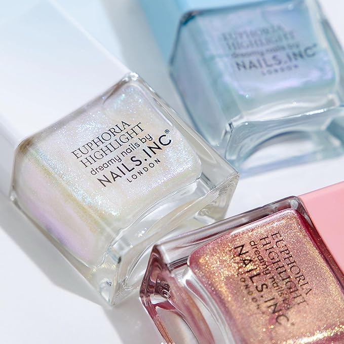 Nails Inc Euphoria Highlight, Make It Mythical, Pearl Shimmer, No Chip, Long Lasting, Quick Dry, Air Dry, Professional Manicures & Pedicures, Fingernails & Toenails, Vegan Nail Polish, 0.47 Fl Oz
