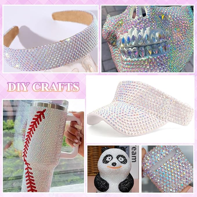 20000Pcs White AB Flatback Jelly Resin Rhinestones for Bedazzling, Mix Sizes Crystal Rhinestones Gems, White AB Gems Bedazzling for Crafting, Flatback Rhinestone for DIY Face Makeup Crafts Tumblers