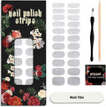 Nail Polish Strips (No UV Lamp Needed) - 22 Pcs Salon Quality Gel Nail Stickers - Long Lasting Wraps (Lunar Surface Light Grey)