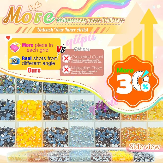 28 Types Colorful Champagne AB Jelly Resin Rhinestones w B7000 Jewelry Glue for Bedazzling Crafting 3mm-6mm Flatback Stones Gems Diamonds for Nails Face Eyes Makeup DIY Crafts Tumblers Bottles