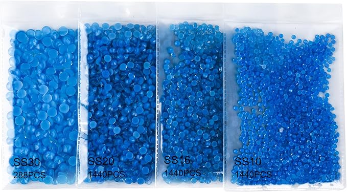 Blinginbox Flatback Rhinestones Round Gems, 1440pcs Luminous Series Glass Stones Neon Gems Non Hotfix Crystal Rhinestones for Nail Charms Crafts Clothes Tumblers,New Blue Neon,SS16.