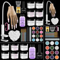 Practice Hand for Acrylic Nails - Acrylic Fake Mannequin Practice Hand - Flexible Hands Model With Powder and Liquid Full Nail Kit for Beginners